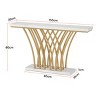 Syemin Console Tables Gold Console Table, Modern Faux Marble Entryway Table with Grid Metal Base, Narrow Accent Sofa Table, Brown, 59.06"*11.6"*31.5" - 3 of 4