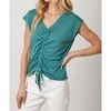 Women's Drawstring Center Ruched Knit Top - mystree - 3 of 4