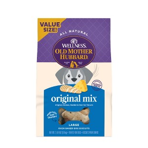 Old Mother Hubbard by Wellness Classic Crunchy Original Assortment Biscuits Large oven Baked with Carrot, Apple, Cheese and Chicken Dog Treats - 3lbs - 1 of 4