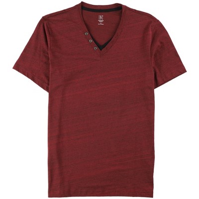I.N.C International Concepts Mens Split-Neck Henley Shirt, Red, Large