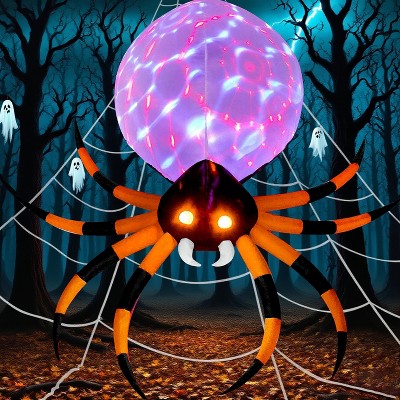 Joyfy 8 FT Halloween Inflatable Outdoor Decorations, Giant Spider Inflatable with Rotating Light and Glowing Eyes for Halloween Party Yard Lawn Decor