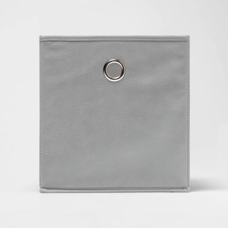 11&#34; Fabric Bin Bundle 4pk Gray - Room Essentials&#8482;: Cube-Shaped Organizer, Metal Accents, Folds Flat, 1 of 6