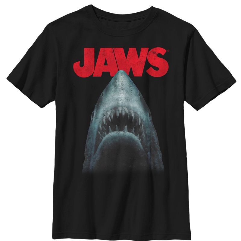 Boy's Jaws Shark Teeth Poster T-Shirt, 1 of 5