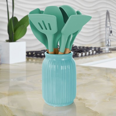 MegaChef 9 Piece Mint Green Silicone and Wood Cooking Kitchen Utensil Set — фото 4