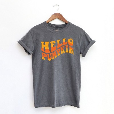 Simply Sage Market Women's Hello Pumpkin Wavy  Short Sleeve Garment Dyed Tee
