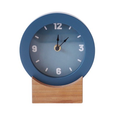 VIP Wood 7 in. Blue Table Top Modern Clock