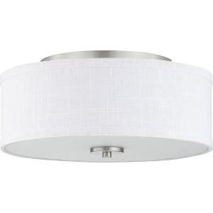 Progress Lighting, Inspire Collection, 2-Light Flush Mount, Brushed Nickel, Etched Glass Summer Linen Shade - 1 of 4