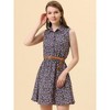 INSPIRE CHIC Women's Floral Sleeveless Half Placket Mini Belted Summer Dress - 2 of 4