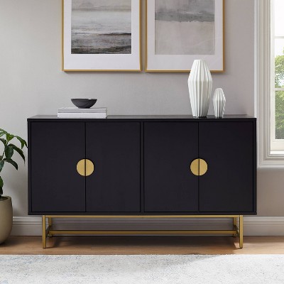 Blair 54" Matte Black and Gold Mid-Century Modern Sideboard