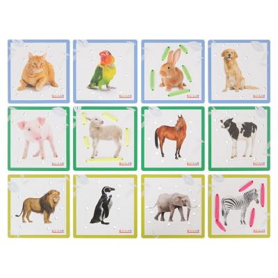 Kaplan Early Learning Friendly Wild and Pet Animal Lacing Boards - Set of 12