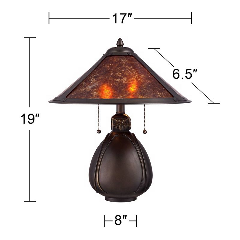 Robert Louis Tiffany Mission Rustic Accent Table Lamp 19" High with Table Top Dimmer Bronze Ceramic Cone Shade for Bedroom Bedside, 4 of 8