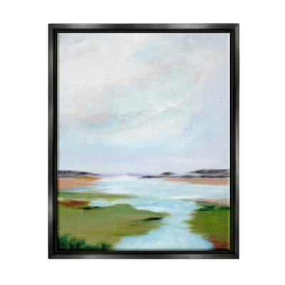 Stupell Tranquil River Soft Dreamy Clouds Framed Canvas