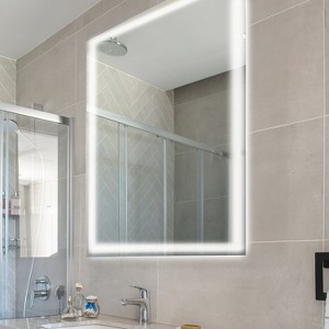 Pax Small Rectangular Frameless Antifog Front/Back-Lit Wall Bathroom Vanity Mirror with Smart Touch - JONATHAN Y - 1 of 4