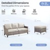 Buenhomino Patio Furniture Set 3PCS Conversation Set Wicker Sofa with 2 Rattan Ottomans Gray Wicker Armest Rattan Couch Set - 3 of 4