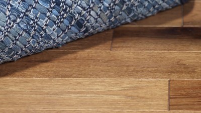 Handmade Blue Cotton Flat Woven Rectangular Rug