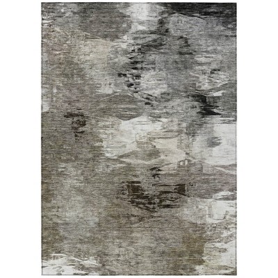 Taupe Beige And Ivory Abstract Washable Indoor Outdoor Area Rug