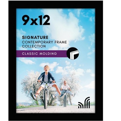 Americanflat 9x12 Picture Frame with Shatter-Resistant Glass - Gallery Style Frame with Engineered Wood - Signature Collection - Black