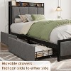 Bed Frame with Storage Headboard and 2 Drawers, Linen Upholstered Platform Bed Frame with Charging Station No Box Spring Needed - 3 of 4