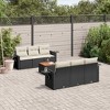 vidaXL Patio Sofa Set with Cushions Outdoor Furniture 7 Piece Poly Rattan - Black and Cream - 2 of 4