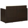 vidaXL 2-Seater Outdoor Patio Sofa with Cushions - Easy-Clean Brown Poly Rattan Material - Comfortable, Thickly-Padded for Ultimate Comfort - 4 of 4