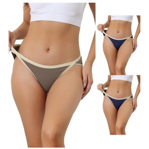 Allegra K Women's Cotton Low-Waisted Breathable Stretch Hipster Underwear 3 Packs - 1 of 4