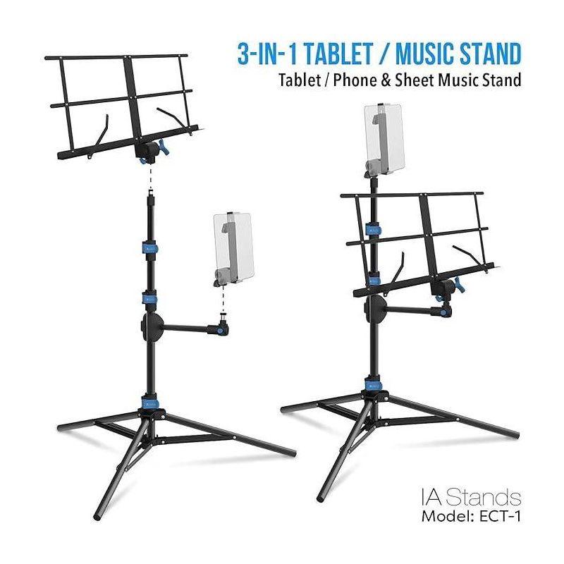 IA Stands Folding Music Sheet Stand with Interchangeable Tablet Holder, 5 of 7