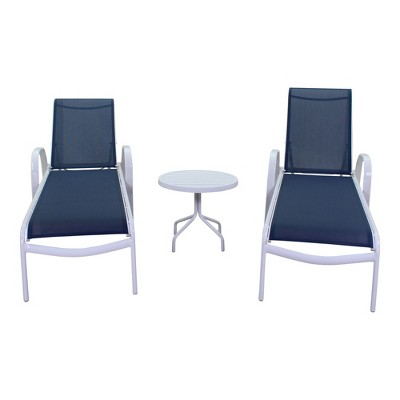 Courtyard Casual Santa Fe 3 pc Chaise Lounge Set  Includes one 20" End Table and two Chaise Loungers