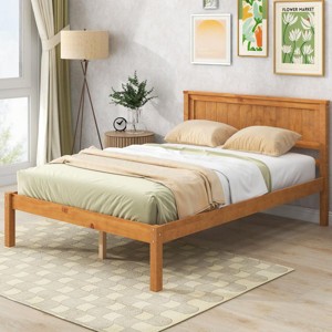 Streamdale Platform Bed Frame with Headboard, Wood Slat Support, No Box Spring Needed, Full, Oak - 1 of 4