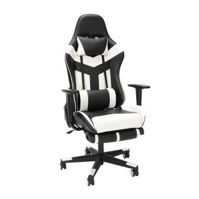 High Back Leather Gaming Chair with Extendable Footrest - OFM