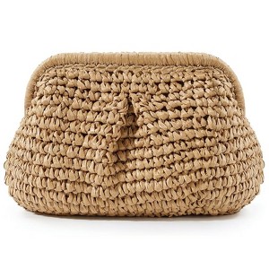 Straw Purse Summer Beach Woven Clutch Purses for Women Cloud Crossbody Shoulder Bags Spring Clutch Handbag - 1 of 4