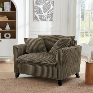 KWPZQEB Lazy Sofa Chair with 2 Pillows, Modern Accent Armchair with Solid Wooden Legs, Single Sofa Chair, Reading Armchair for Living Room - 1 of 4