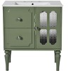 NicBex 30" Bathroom Vanity with Sink, Bathroom Storage Cabinet, 2 Spacious Drawers and 1 Cabinet with Glass Door for Bathroom, Green - 2 of 4