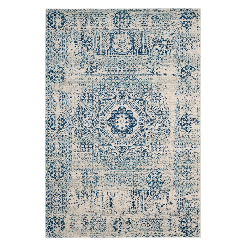 4'x6' Medallion Loomed Area Rug Ivory/Blue - Safavieh