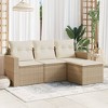 vidaXL 4 Piece Patio Sofa Set with Cushions Poly Rattan - Beige and Cream Without Table - 2 of 4