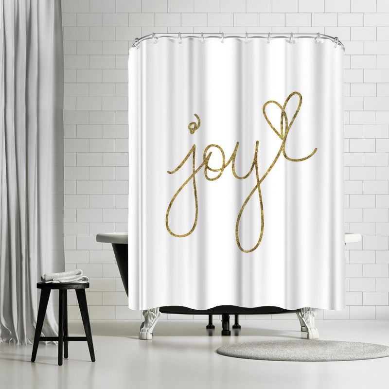 Americanflat 71" x 74" Shower Curtain, Joy Gold by Motivated Type, 1 of 9