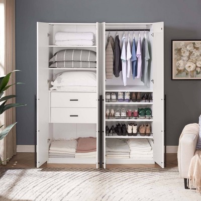 White Contemporary 2-Piece Modular Wardrobe Closet