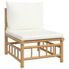 vidaXL 3 Piece Patio Lounge Set with Cream White Cushions Bamboo - 4 of 4