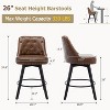 Swivel Bar Stool Set of 2, 26" H Linen Fabric Upholstered Barstools, Modern Counter Stool, Wood Legs, for Kitchen Island, Dining Room - 2 of 4