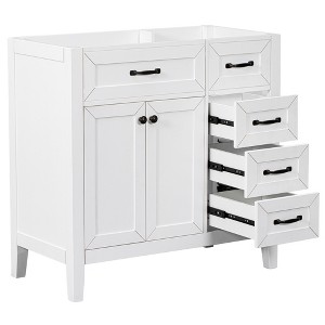 LOVMOR 36" Bathroom Vanity without Sink, Cabinet Base Only, Bathroom Cabinet with Drawers, Solid Frame and MDF Board - 1 of 2