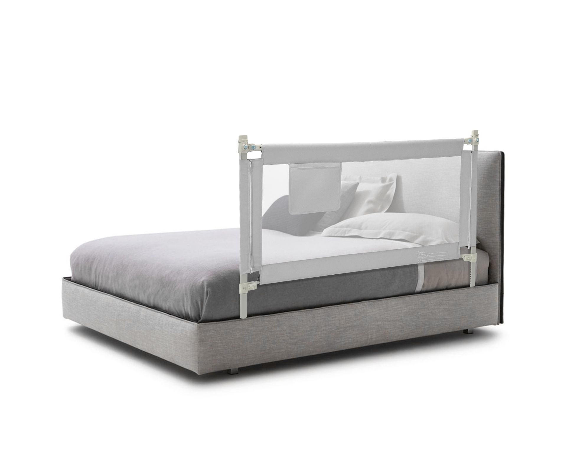 Infans 57" Bed Rails for Toddlers Vertical Lifting Baby Bed Rail Guard with Lock Grey