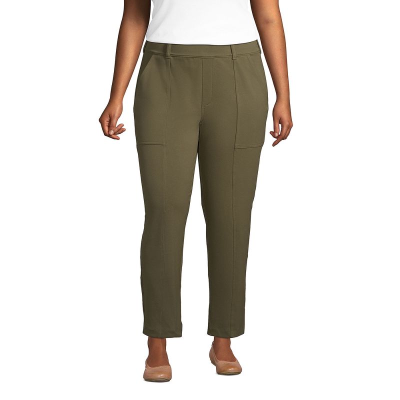 Lands' End Women's Starfish Mid Rise Elastic Waist Pull On Utility Ankle Pants, 1 of 6