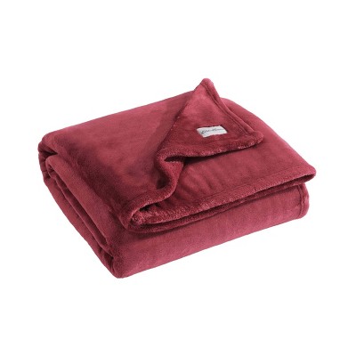 Luxurious Dark Red Sherpa 50"x60" Reversible Plush Throw