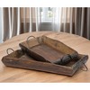HomeRoots Set of Two Brown Rectangular Wood Indoor Outdoor Serving Tray With Handles - 2 of 4