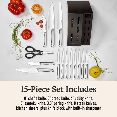 Premier by Calphalon  15-Piece Knife Set with SharpIN EdgeTech, Stainless Steel Handles