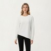 Anna-Kaci Active Women's Long Sleeve Asymmetrical Hem Pullover Top with Crew Neck and Relaxed Fit - 2 of 4