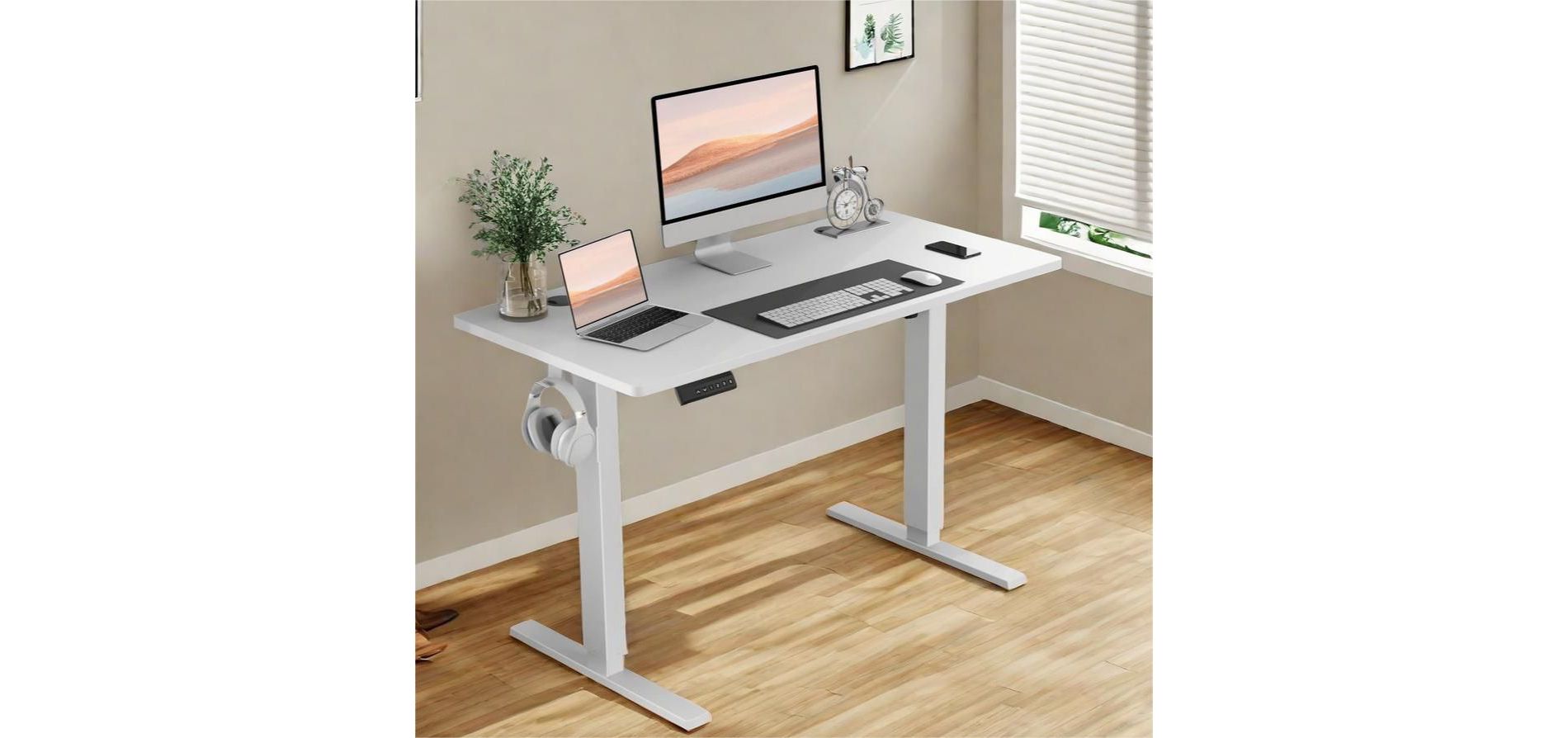 FONTOI Ergonomic Standing Desk, Height Adjustable Computer Desk with Control Panel