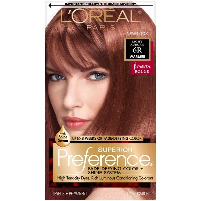 L'Oreal Paris Superior Preference Fade-Defying Color + Shine System - 30 fl oz - 6R Light Auburn - 1 Kit