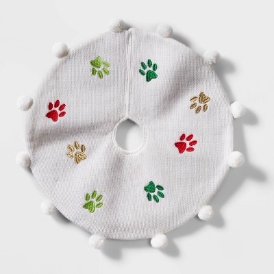 18in Mini Paw Christmas Tree Skirt with Poms - Wondershop™