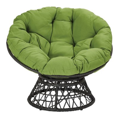 Green Swivel Papasan Chair with Metal Frame