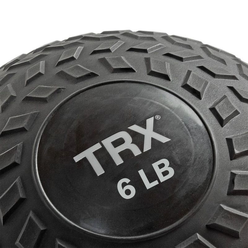 TRX 6 Pound Weighted Textured Tread Slip Resistant Rubber Slam Ball for High Intensity Full Body Workouts and Indoor or Outdoor Training, Black, 3 of 8